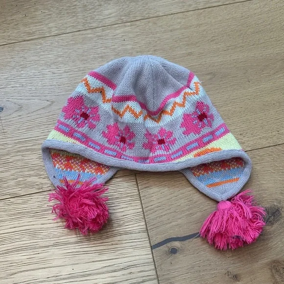 Hanna Andersson Colorful Knit Pom-Pom Kids Hat M