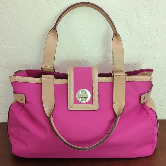 kate spade Henry Prince Street II Leather Trim Large Fuschia Tote Shoulder Bag