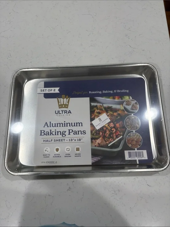 Ultra Cuisine Aluminum Baking Pans Half Sheet (Set of 2)