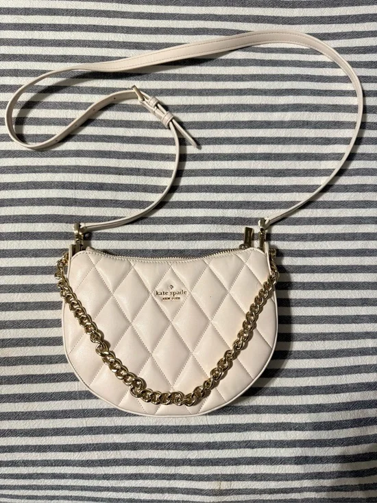 kate spade Cream Quilted Crossbody with Gold Chain