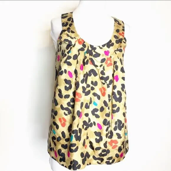 Kate spade silk leopard celesta print bow tank top sz XS