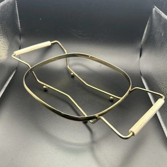 MCM Vintage Pyrex  Cradle Only Brass White Handles 1960s