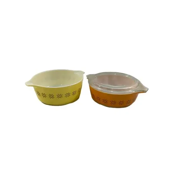 Vintage‎ Pyrex Town And Country Bakeware Set Orange Yellow Retro Cottagecore