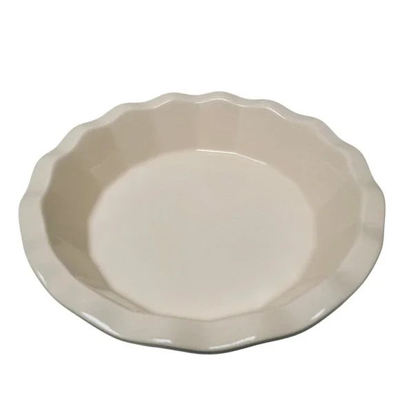 Emile Henry Williams Sonoma‎ Pie Dish Sage Green Cream Excellent Ruffled 10.5