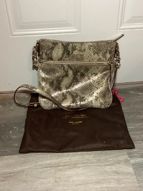 kate spade Metallic Snake-Print Crossbody Bag - Gold