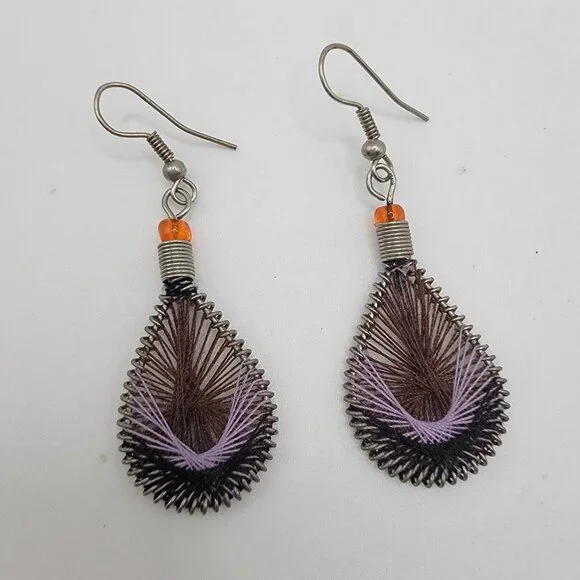 NEW Fashion Boho Style Dangle Drop Earrings‎ For Women Purple Feather Look