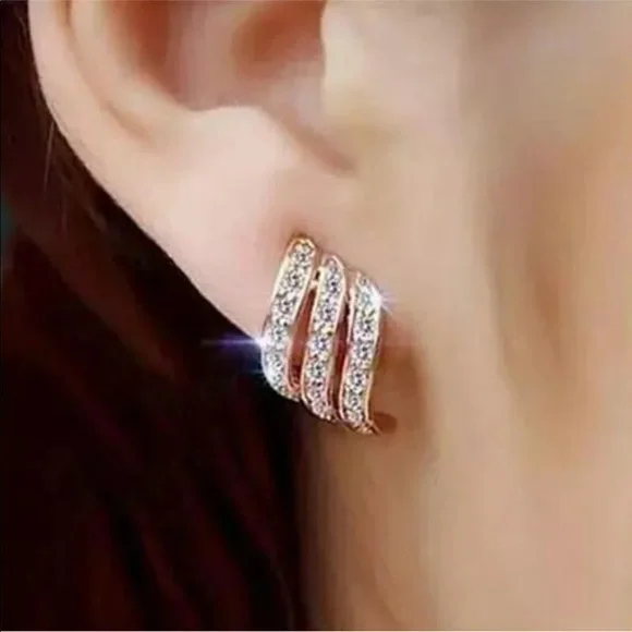 Rose Gold over 925 Sterling Silver Cubic Zirconia Earrings