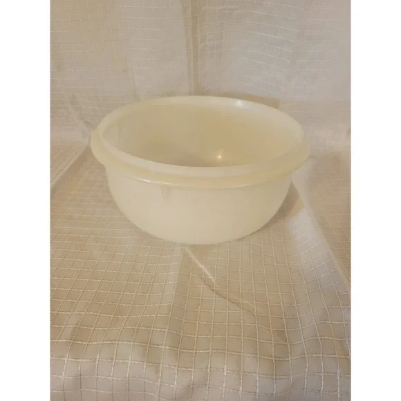 Vintage Tupperware 274-2 Sheer White Mixing Bowl Round Plastic Kitchenware