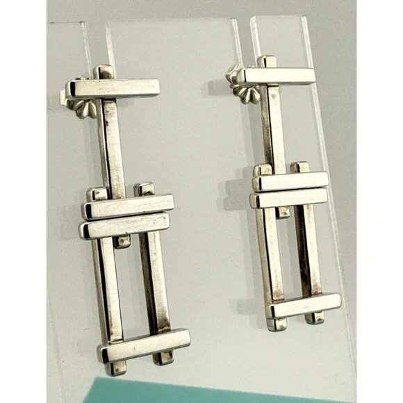 RARE Tiffany & Co. Frank Gehry Axis Drop Earrings Sterling Silver Vintage
