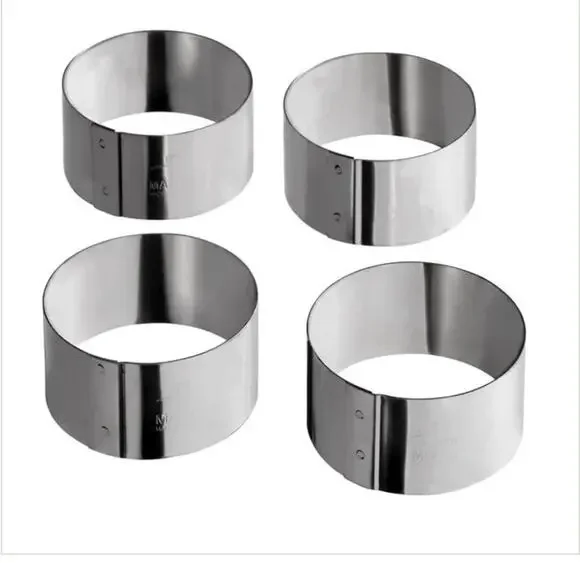 MATFER BOURGEAT Pro Stainless Steel Cake Tart Ring Round Mold 60x30 Set of 4 NWT