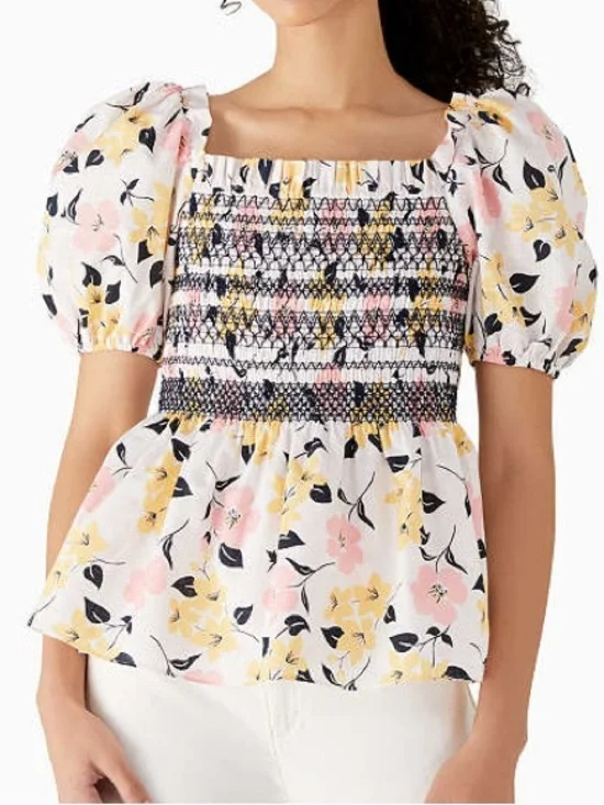 KATE SPADE Lily Bloom Puff Sleeve Top