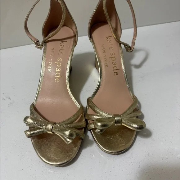 kate spade Women's Gold Bow Ankle-Strap Sandals