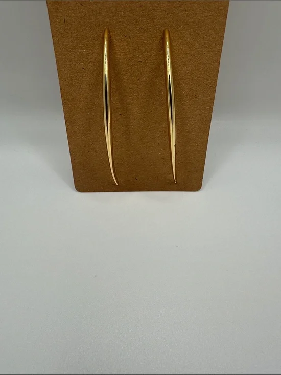 Gold Curved Drop Earrings - Women Jewelry