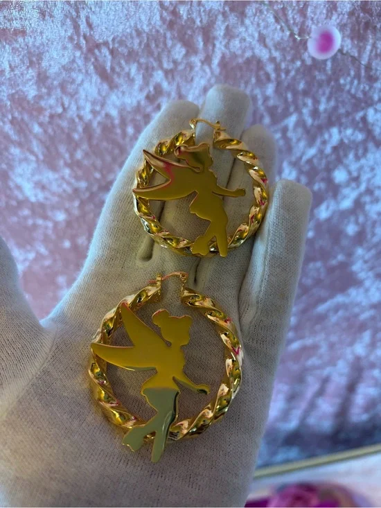 Gold stainless steel Fairy Hoop Earrings - Women Jewelry