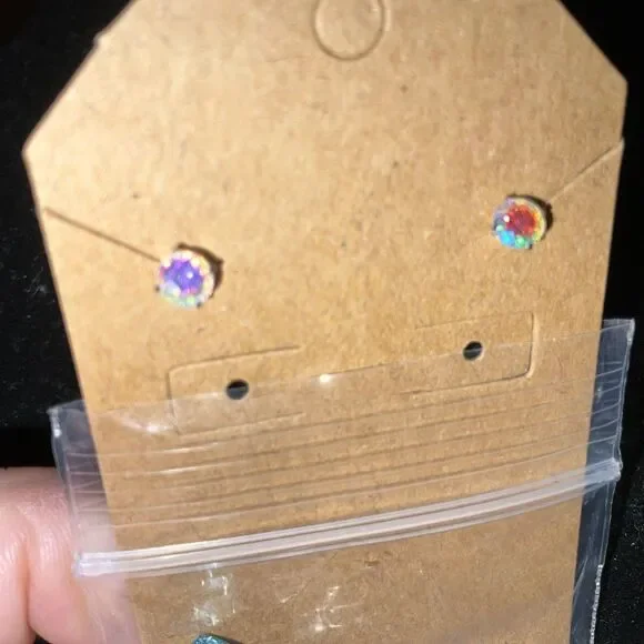 Cubic Zirconia Stud Earrings Hypoallergenic Surgical Steel Sensitive Ear New