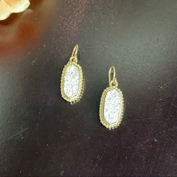White crystal druzy drop earrings