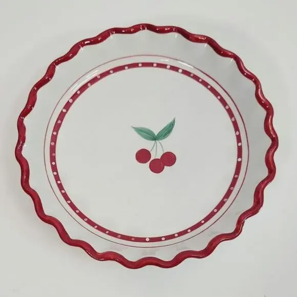 Crate & Barrel Cherry Pie Dish Exclusive Design by Mesa Ruffled 10