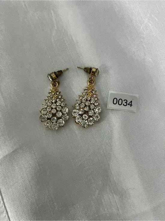 Gold Tone Crystal Teardrop Earrings - Women's Jewelry