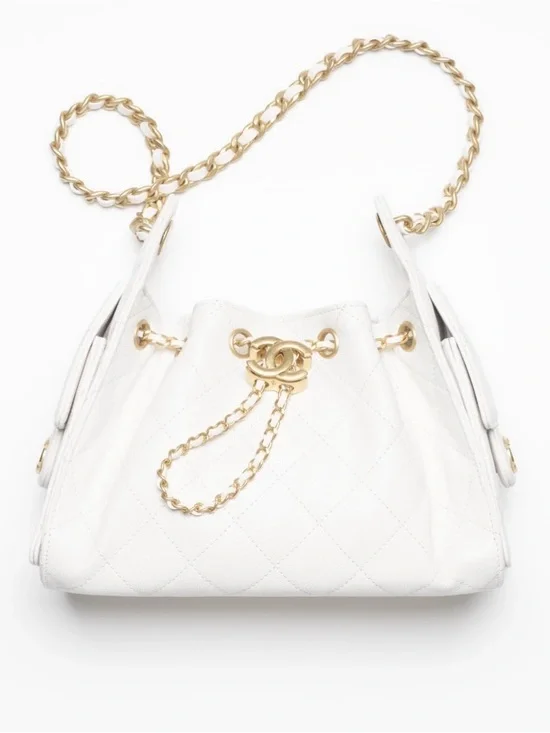 CHANEL 25 MINI BAG in White Caviar Leather with Gold Hardware BNIB