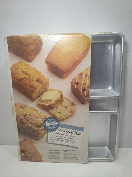 Wilton Mini Loaf Pan 6 Cavity Aluminum Bakeware NOS Sealed w/ Recipes