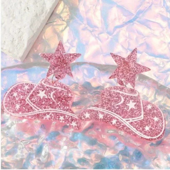 ⭐️❤️FREE Sparkle Cowboy Hat Nashville Country Rock Party Vaca Girly Hip Earrings