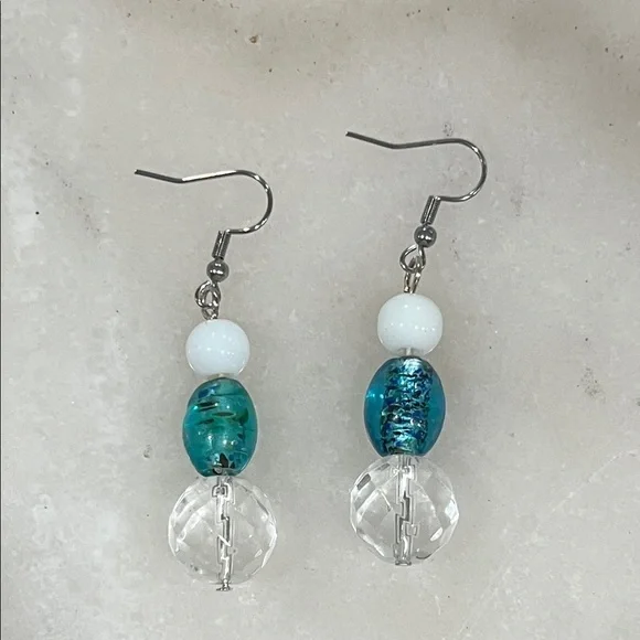 Artisan Silver and Turquoise Beaded Earrings