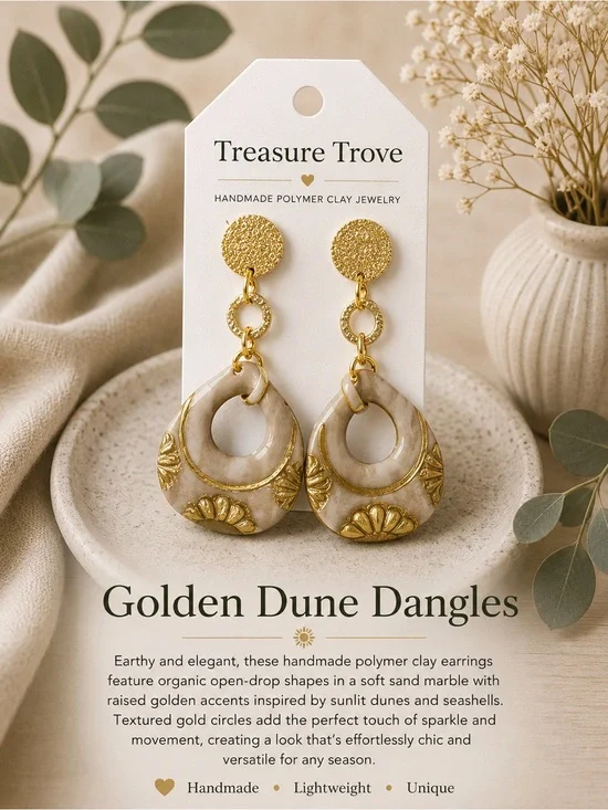 Treasure Trove Gold Sand Marble Drop Earrings
