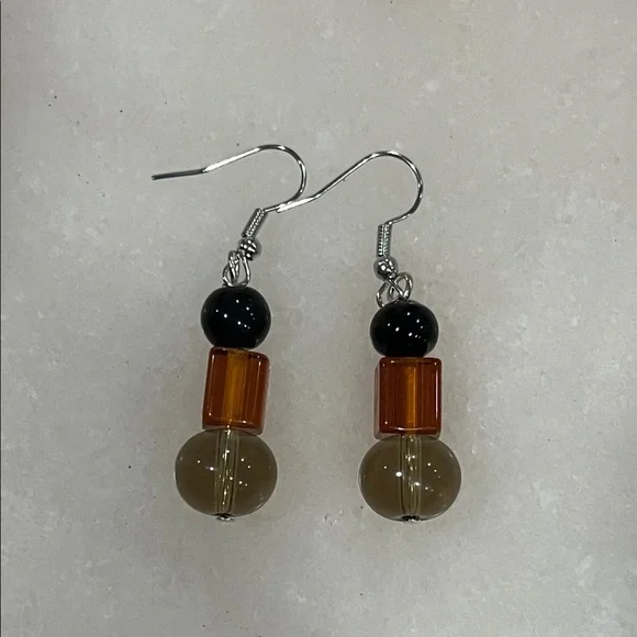 Artisan Black and Brown Beaded Earrings