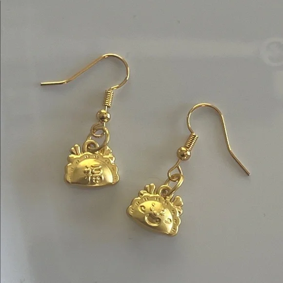 18k Gold Filled Good Fortune Drop Earrings