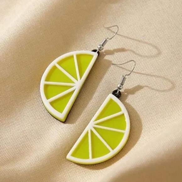 Lime slice earrings