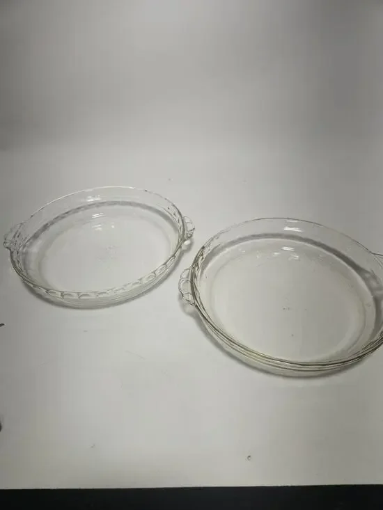 Vintage Pyrex 229 Clear Glass Pie Plates Set of 2 Flavor Saver Baking Dishes