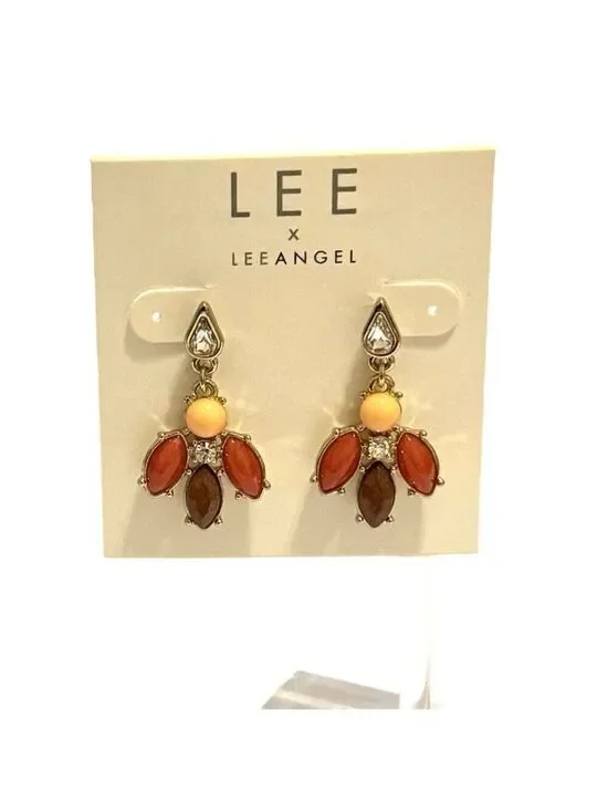 Lee Angel Gold and Orange Statement Earrings