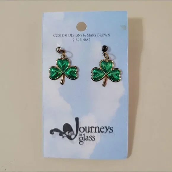 Green Shamrock Post Earrings