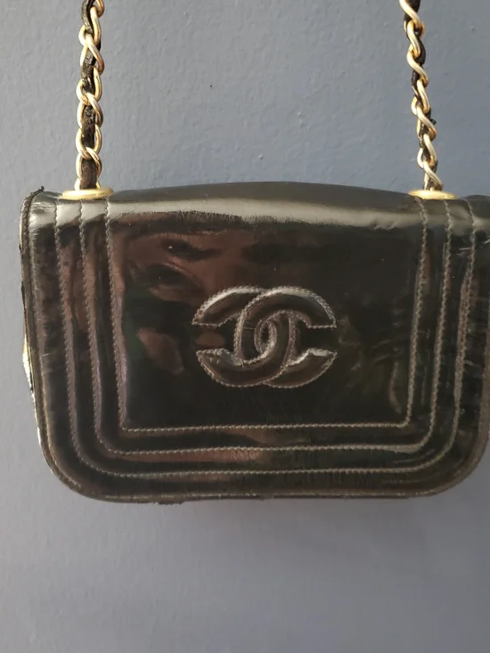 Chanel Black Patent Mini Flap Purse