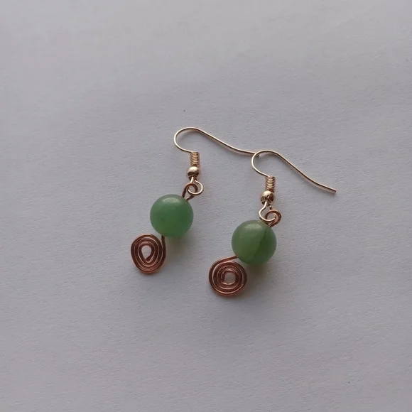 Aventurine stone wire wrapped earrings