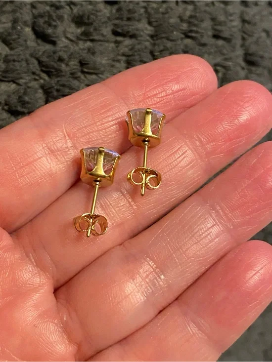 Gold-Plated CZ Stud Earrings