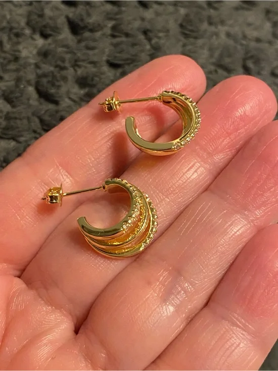 Gold-Tone Textured Small Hoop Earrings - Gold