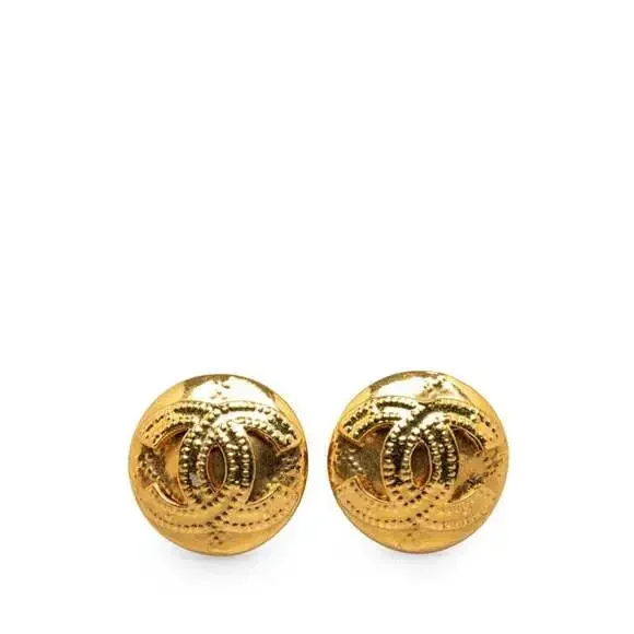 CHANEL Gold Logo Earrings