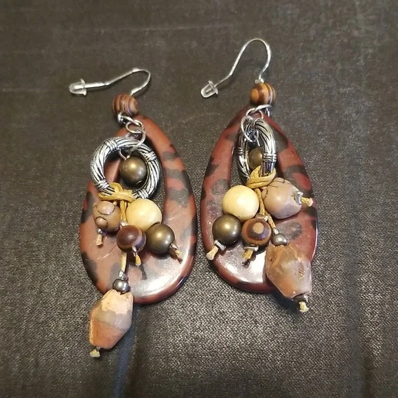 Vintage Animal Print Dangle Earrings