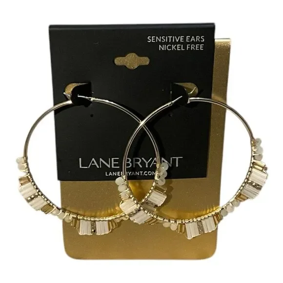 Lane Bryant beaded hoop earrings.  NWT
