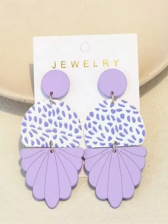 NWT Lavender Statement Drop Earrings - Lilac and White