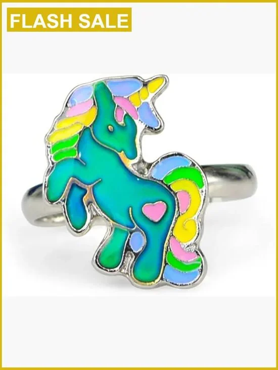 Adjustable Unicorn Mood Ring Color Changing Jewelry for Girls