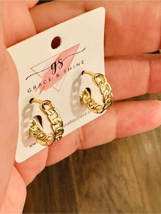 Gold Chain Hoop Earrings
