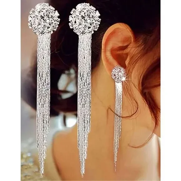 Bling Fringe Statement Earrings