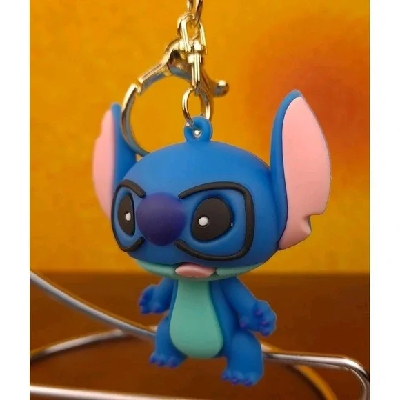 Lilo & Stitch With Glasses 3D PVC Keychain Keyring Backpack Clip Disney 8