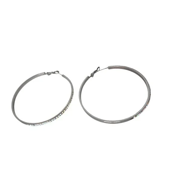 Rhinestone Hoop Earrings Costume Jewelry