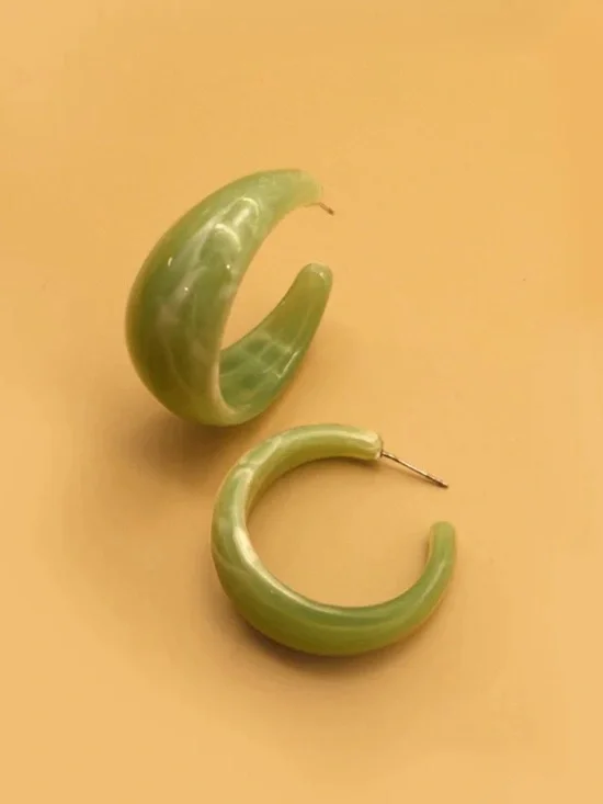NWT Green Resin Hoop Earrings - Women Jewelry
