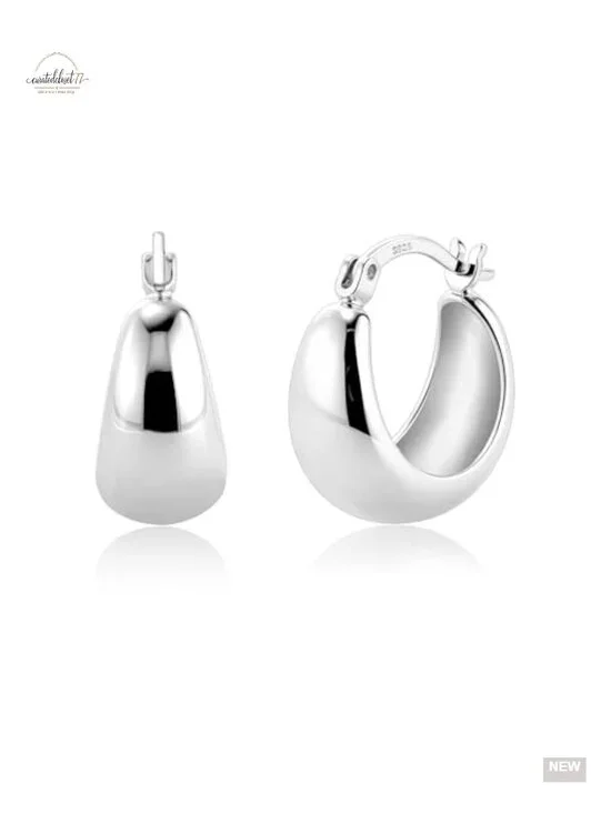 Chunky Silver Hoop Earrings Hypoallergenic 925 Sterling Silver Post
