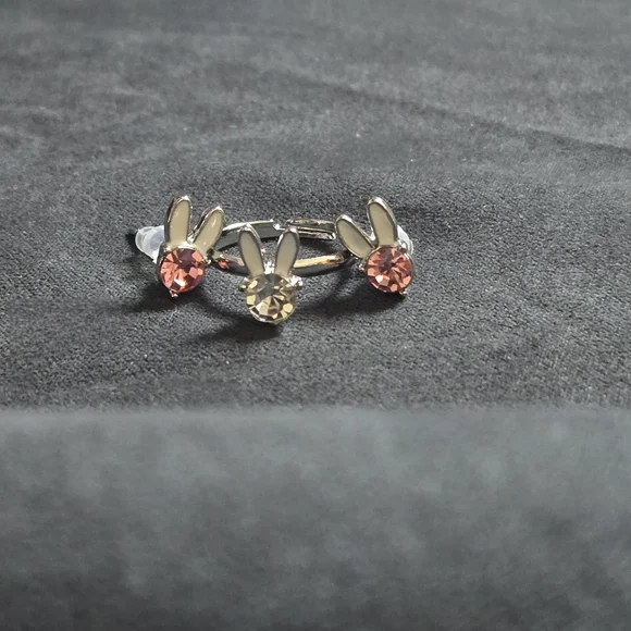 Bunny Light Pink Kids Earrings & Ring Set-NWT