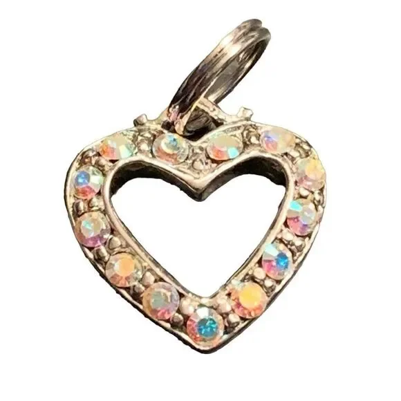 Sterling Silver 925 Open Heart Pendant Charm for Necklace or Bracelet - Pavé Cry